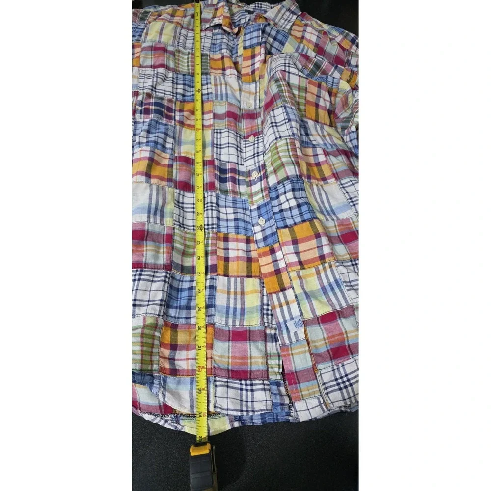 Vintage Polo Ralph Lauren Men's XXL Patchwork‎ Shirt Madras Y2K Casual Vacay EUC